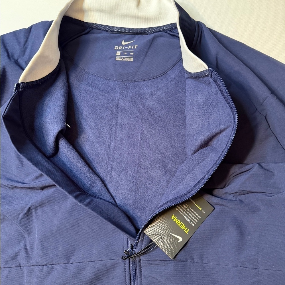 NWT Nike Men's Navy and White Football Baseball Windbreaker 2XL Therma Dri-Fit - Picture 9 of 10